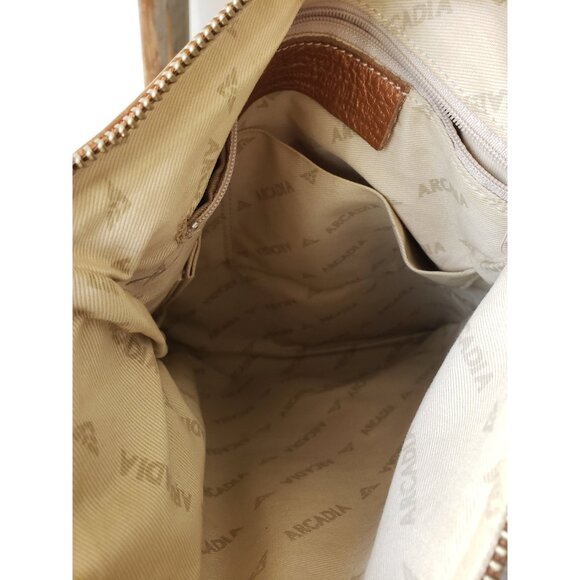 Vintage Arcadia Leather Crossbody Bag: Tan Brown Shoulder Tote - Picture 3 of 10
